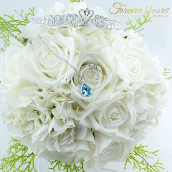 Handmade Real Touch Bridal Bouquet white roses, wedding