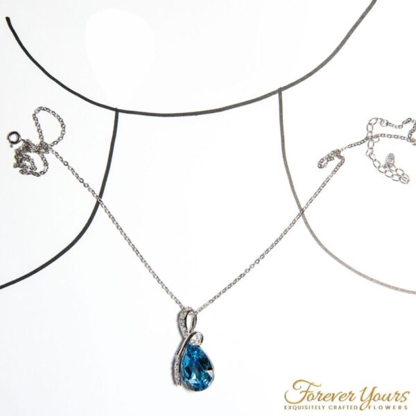 Blue Drop Pendant Necklace, silver