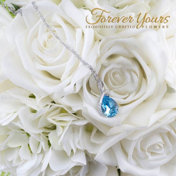 Blue Drop Pendant Necklace, silver pendant