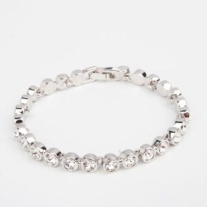 Crystal Silver Halo Link Bracelet, casual, bride, gift, wedding, bridesmaid, tennis