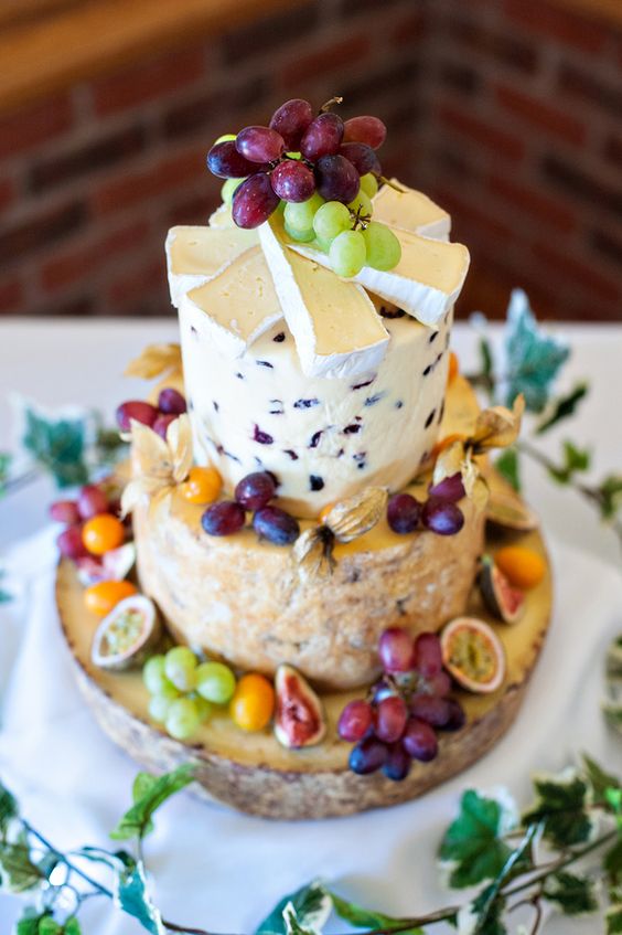 Wedding cake, casual wedding, fun wedding, cheese, cheese platter