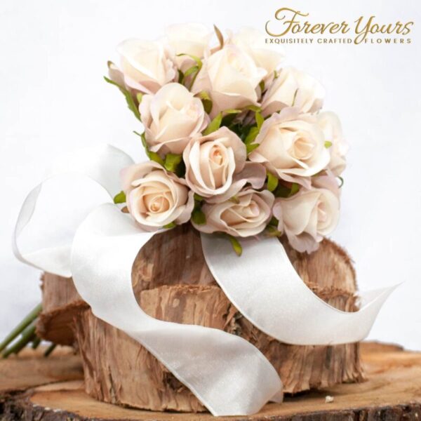 Cream/Pink Silk Childs Bouquet, artificial wedding flowers