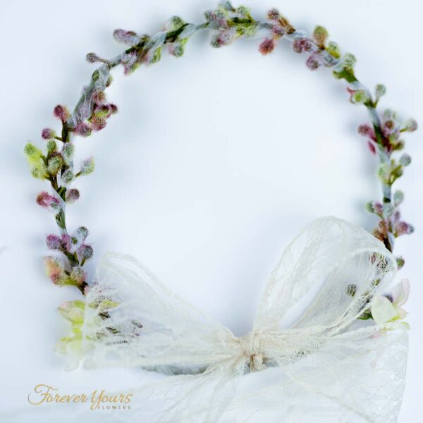 Artificial Flower Crown with lace ribbon