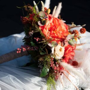 Hannah and Bryce's Mackay wedding with silk, real touch and dried artificial flowers