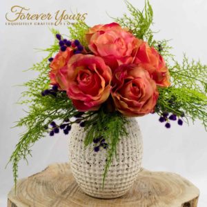 Hand-painted Silk Rose Bouquet