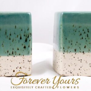 Pair of Song Vases Teal and Cream Gloss, ceramics, vase, pottery, handmade, home decor