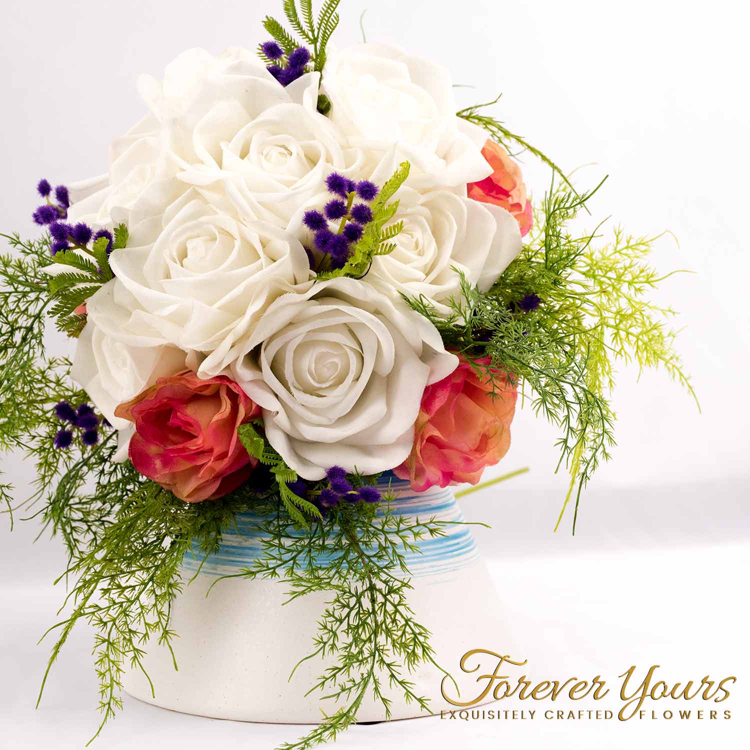Tanagra Vase with Artificial Floral Arrangement