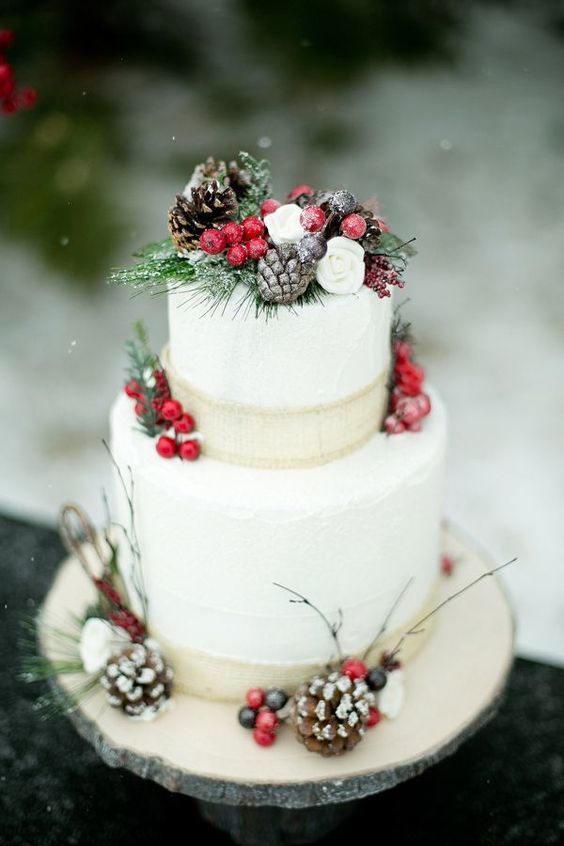 Wedding Cake, Christmas wedding, Christmas cake,