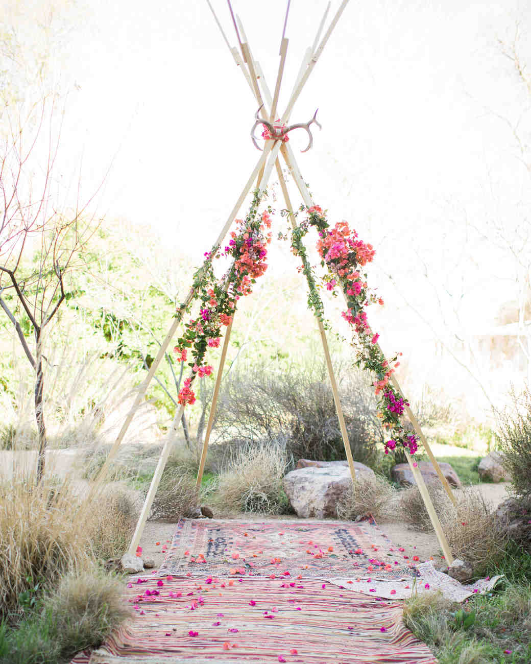 Bohemian wedding decor teepee